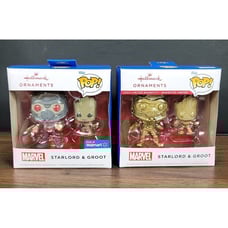 Funko Pop Hallmark Ornaments Starlord & Groot GOLD Chase & Common 4 Pops NEW