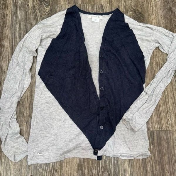Womens Lacoste Cashmere Silk V Neck Cardigan Sweater Croc size 34