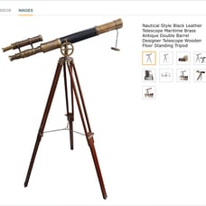 Nautical Style Black Leather Telescope Maritime Brass Antique Double Barrel Desi