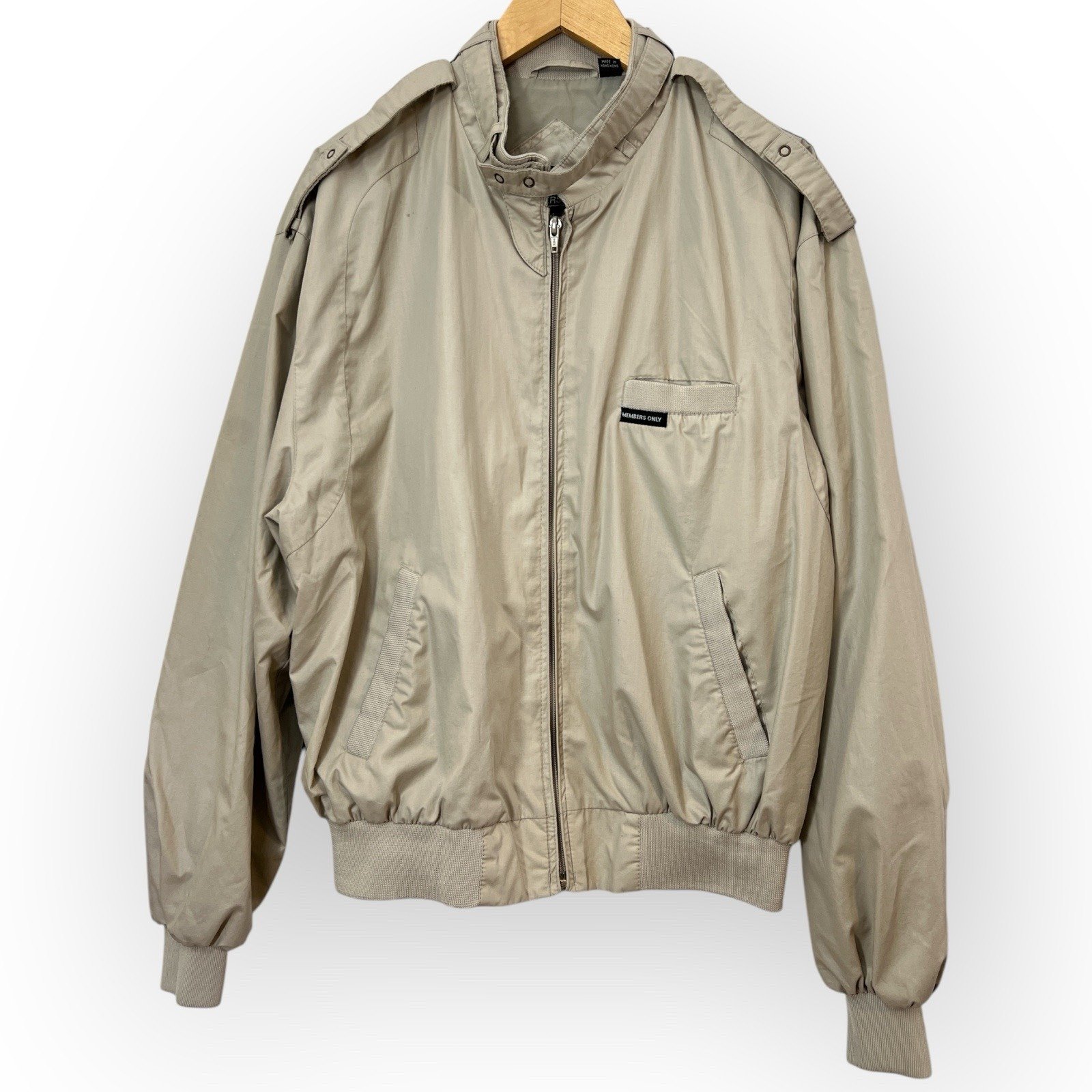 Vintage Members Only Jacket Mens Size 44 Khaki Tan Full Zip 80s 90s Preppy Golf