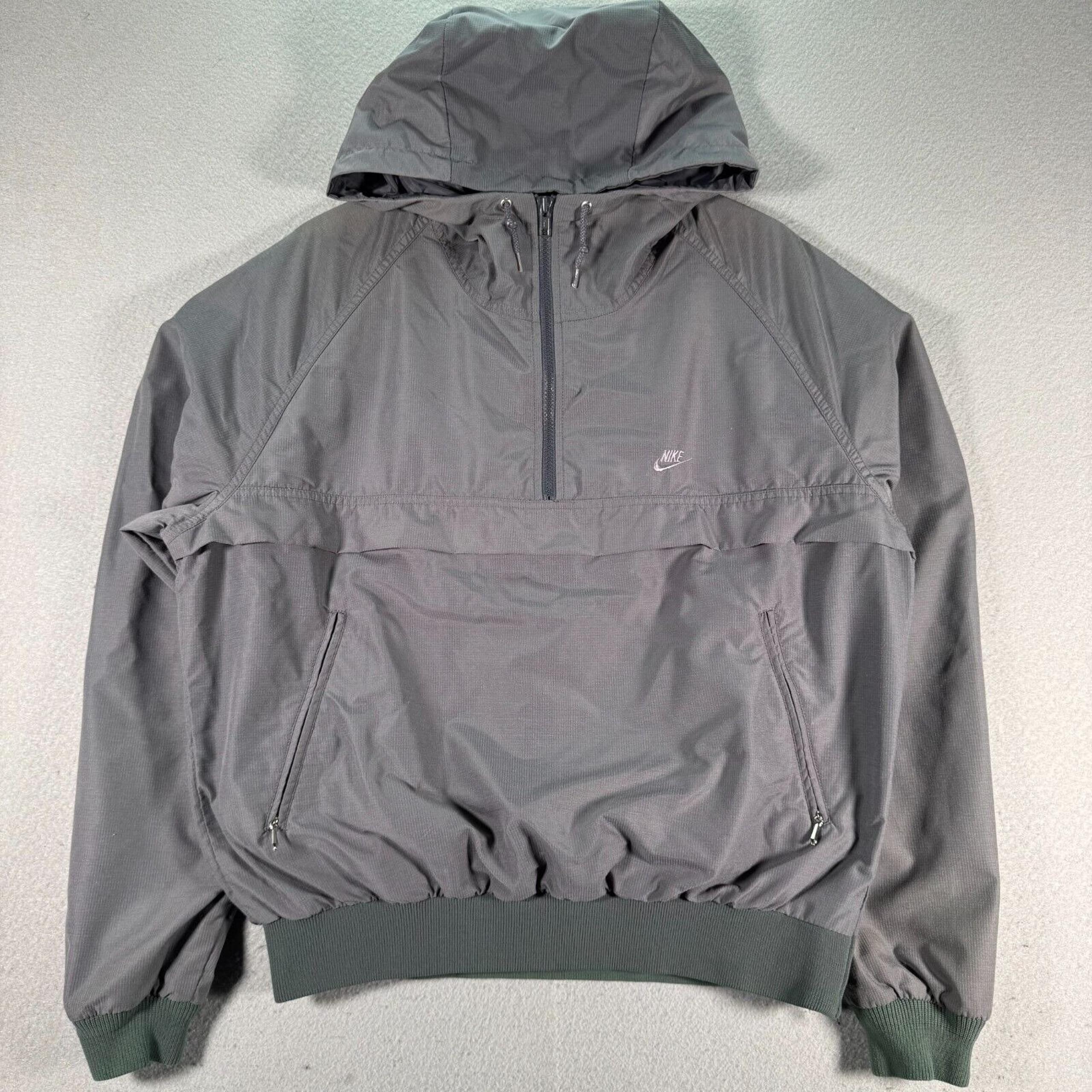 Vintage Nike Quarter Zip Windbreaker Jacket Womens Large Gray Swoosh Sportswear