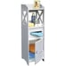 Floor Cabinet Bathroom Storage Standing Narrow Cupboard Shelf Toilet White Wood