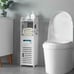 Floor Cabinet Bathroom Storage Standing Narrow Cupboard Shelf Toilet White Wood