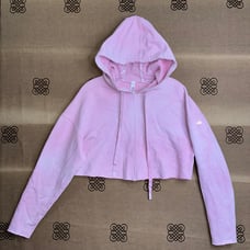alo Yoga Pink Oversized Crop Hoodie Pullover Sweater Size S In Good Condition