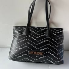 Love Moschino signature Allover Shoppers tote Bag Black With Red Interior