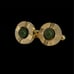 Natural nephrite jade gold tone brass cuff links
