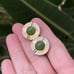 Natural nephrite jade gold tone brass cuff links