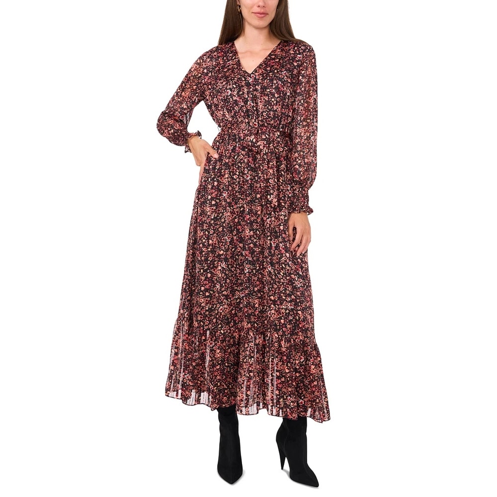 Vince Camuto Women's Floral-Printed Faux-Wrap Belted Maxi Dress Size L NWT
