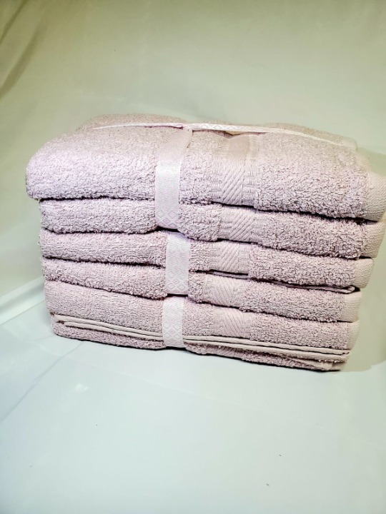 Specialty Ribbon Wrapped 24X48 Full Body Bath Towels - Pink - 6 Towels