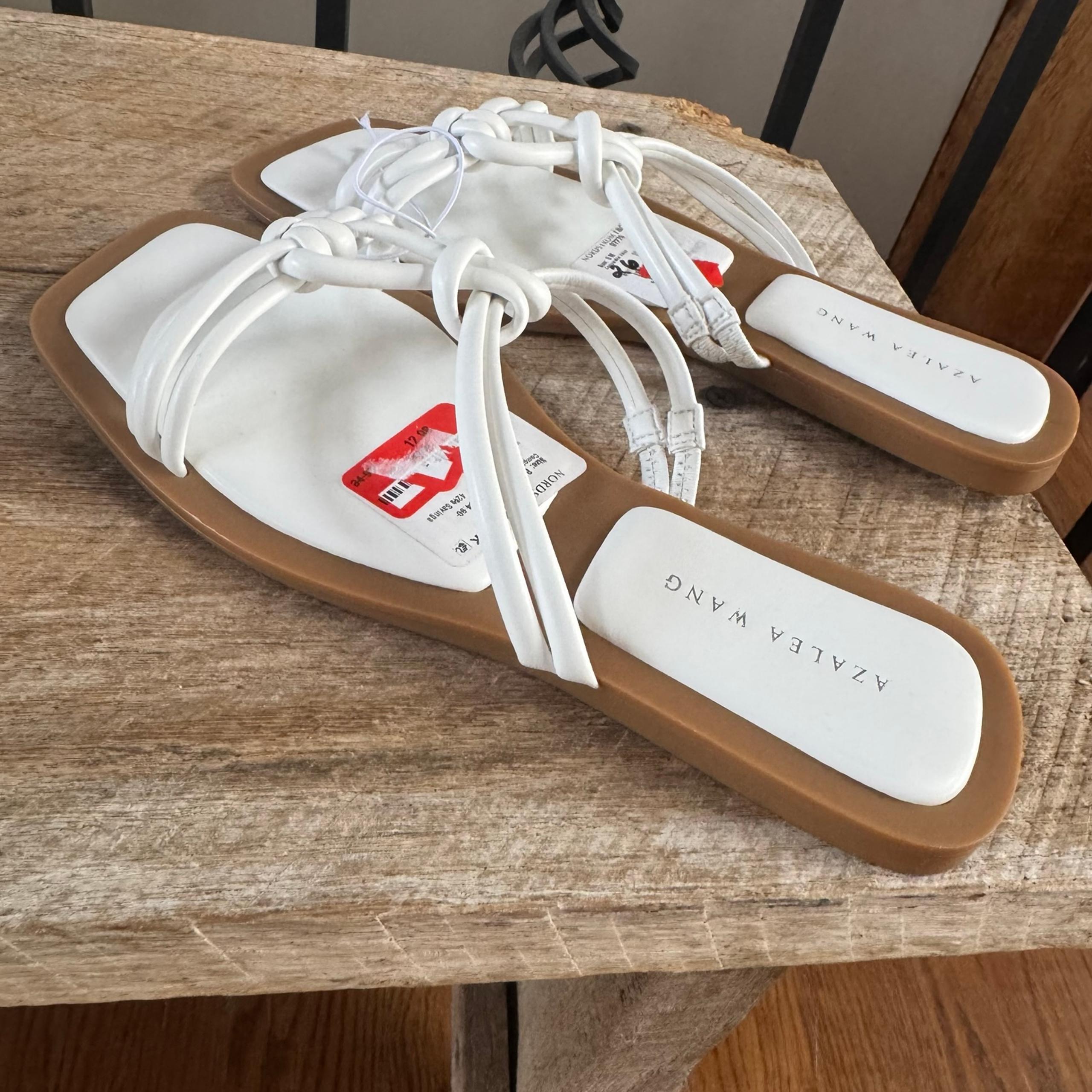 AZALEA WANG Stetson white slides sandals flats Nordstrom NWT 8 woven boho summer