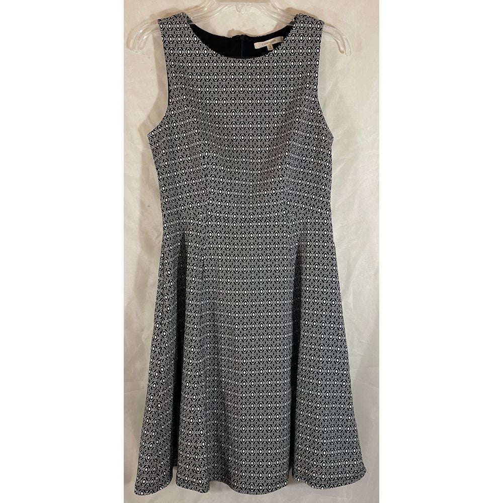 41 Hawthorn Black & White Geometric Sleeveless A-Line Dress Cocktail Office Wear
