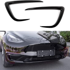 Gloss Black Front Fog Light Eyebrow Cover Trim For Tesla Model Y 2020 - 2024