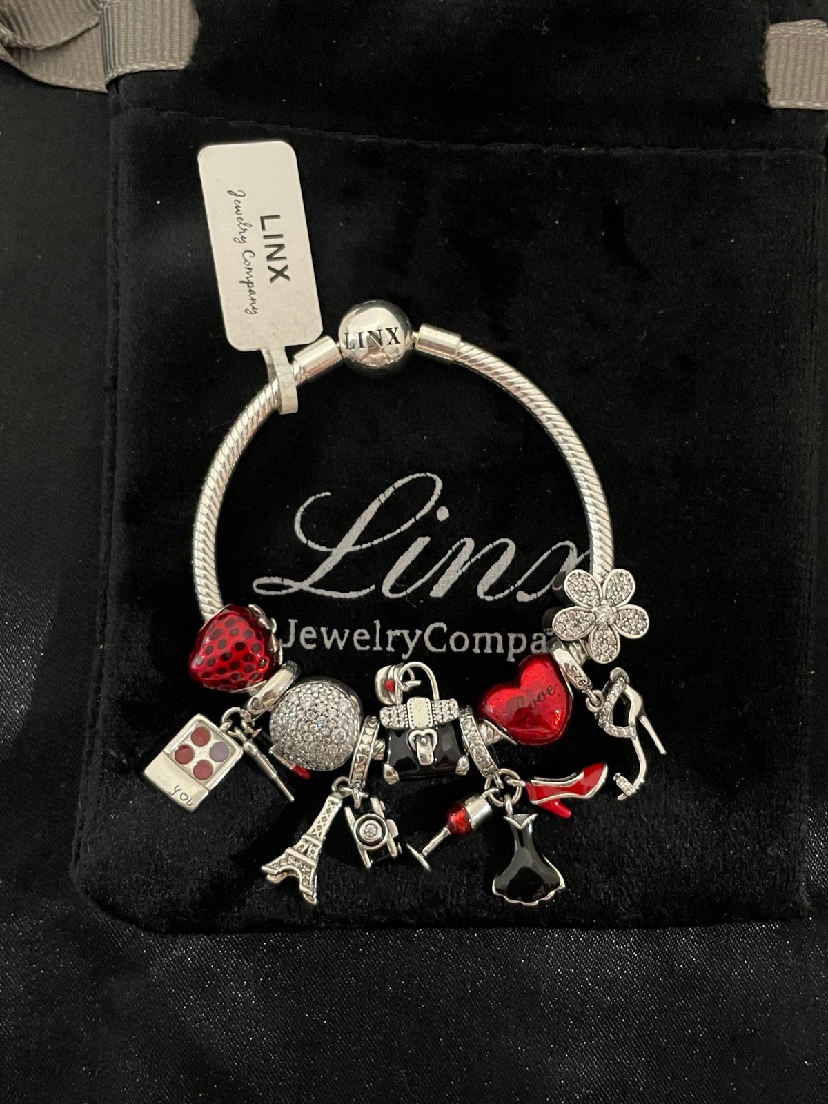 Linx Snake Chain Bracelet with Travel and Fashion Themed Charms