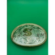 Vintage S Belt Buckle Western Silver Plated Cowboy Gold Plated Floral