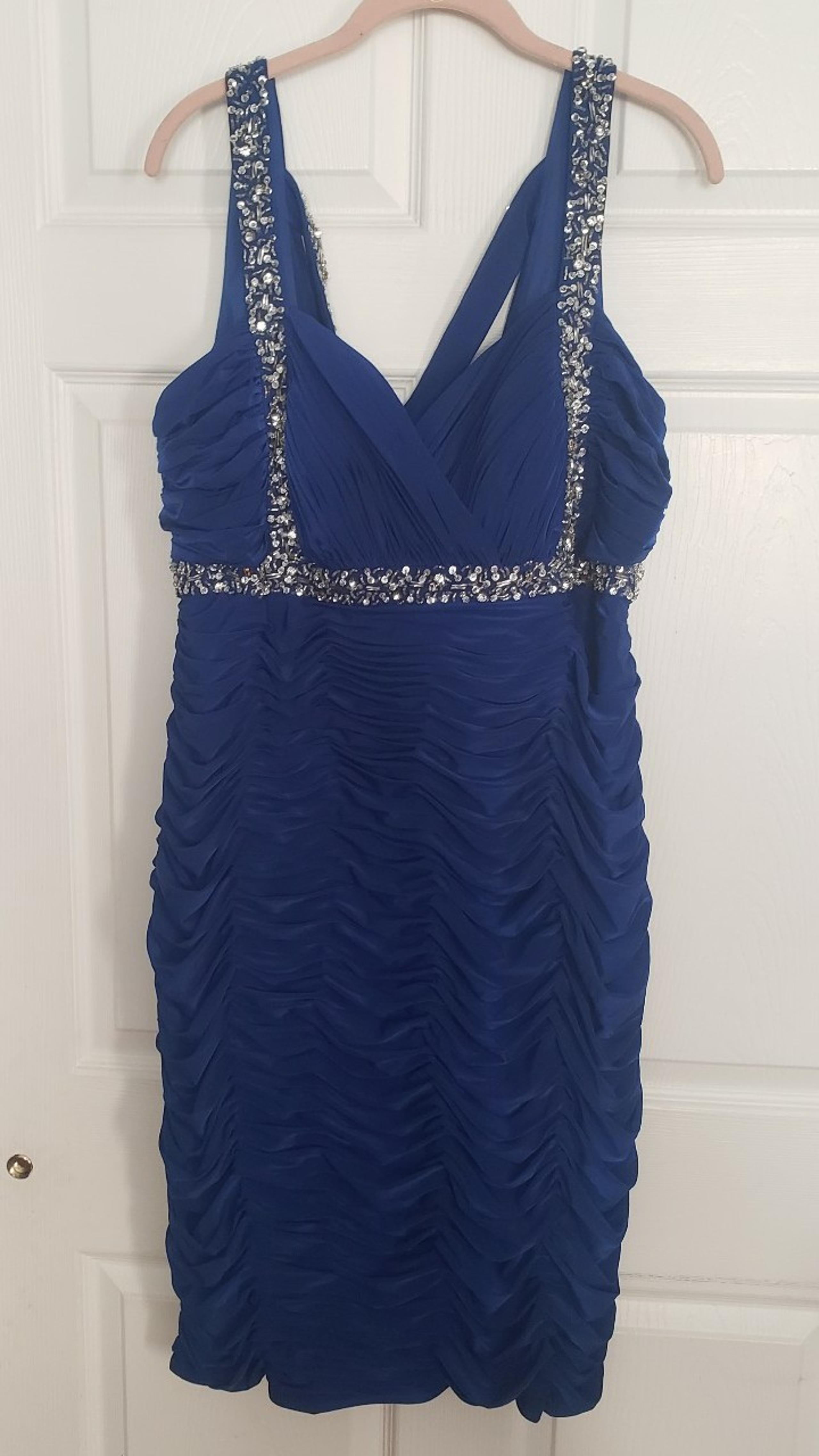 Betsy Adam Blue Ruched Rhinestone Dress 18w Plus Size Nwt