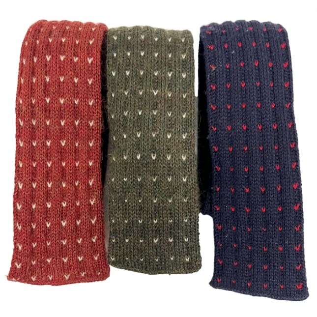 Roosternit by Rooster Knit Wool Sqaure Ties Green Navy Blue Orange