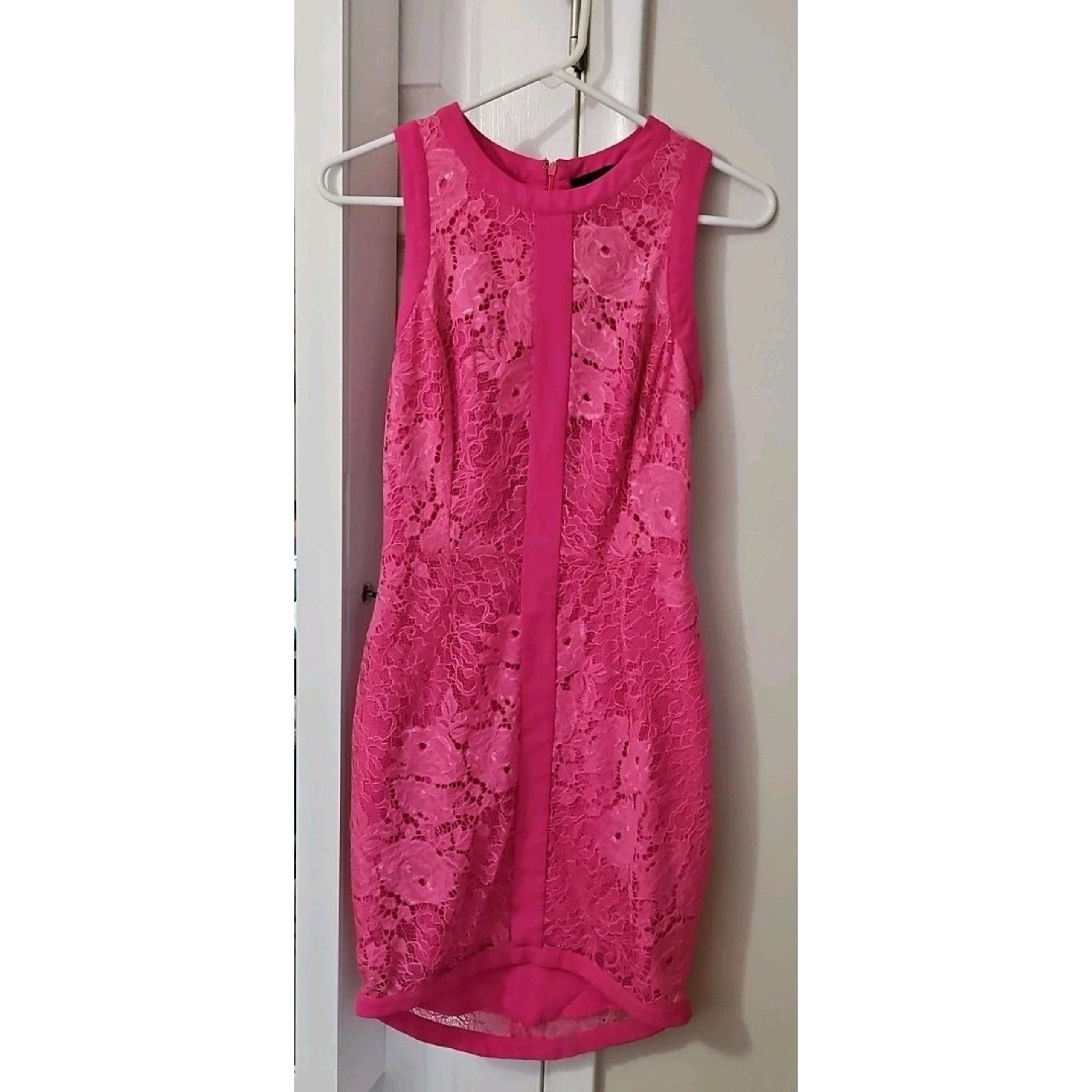 Adelyn Rae Pink Lace Dress High Low Hem Women's Size Small