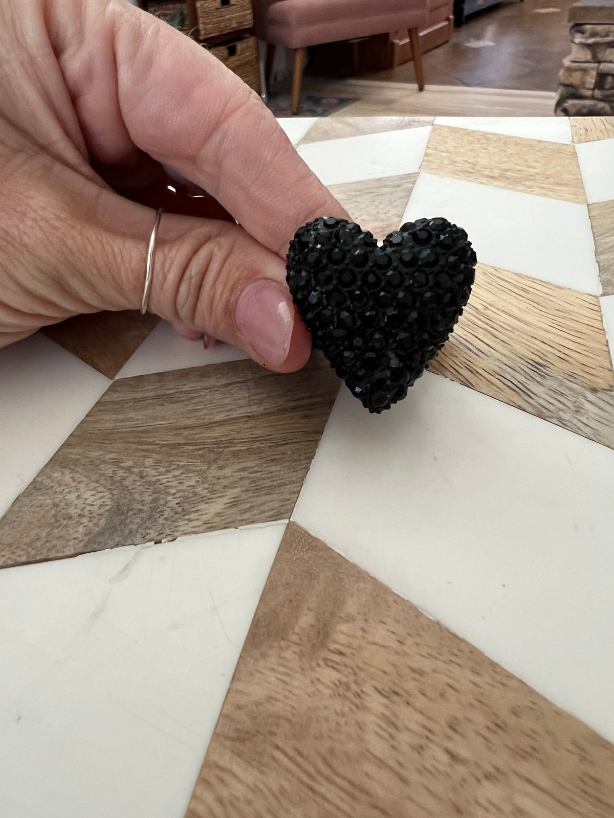 Vintage Betsey Johnson “Love Me” Rhinestone Heart Ring