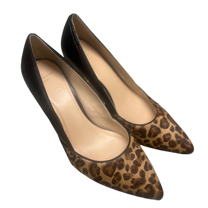 Cole Haan Womens Leopard Print Leather & Fur Pointed Toe Pumps Size 8B