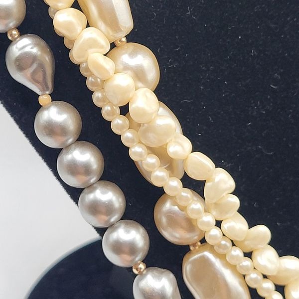 Chunky Bohemian Multicolor Simulated Pearl Necklace 32in