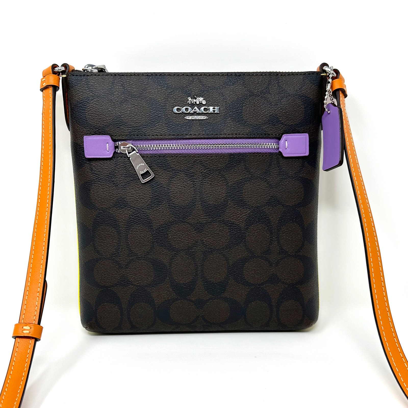 Coach Mini Rowan File Bag In Colorblock Signature Canvas Brown Iris Multi CL671