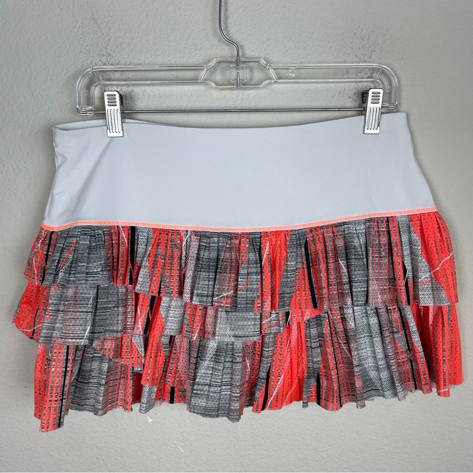 Lucky in Love White Black Gray Orange Ruffle Golf Tennis Skort Large