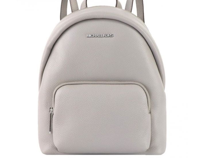 Michael Kors Pearl Grey Pebbled Leather Backpack