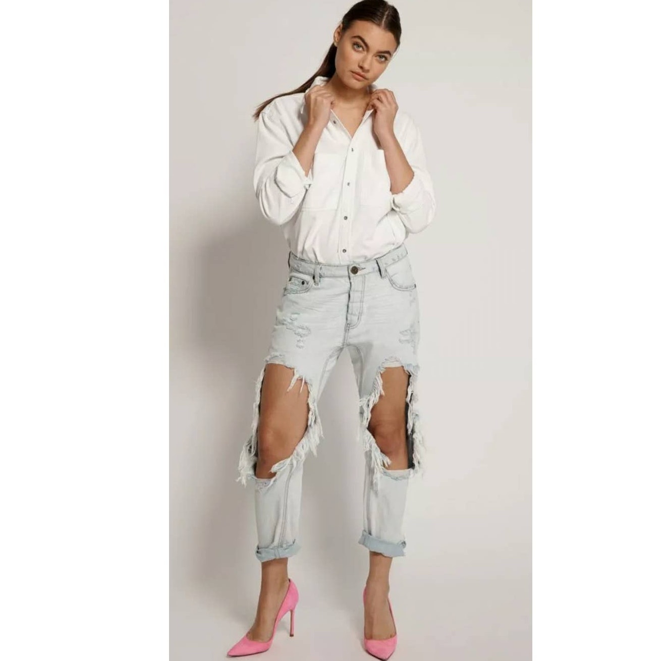 New One Teaspoon Brando Saints Destroyed Denim Jeans 178 Size 26