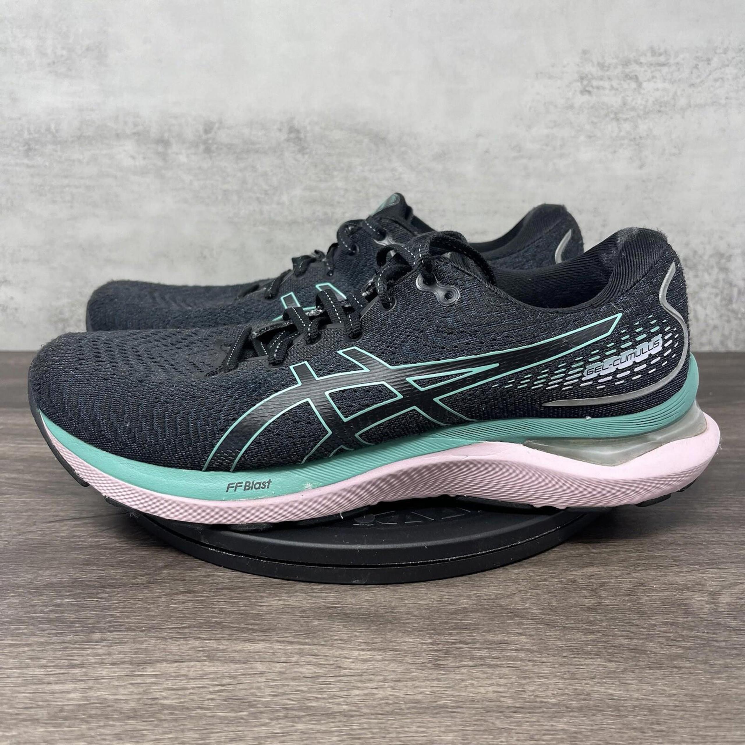 Asics Gel Cumulus 24 Womens 9.5 Running Shoes Pink Green Black Low Top Athletic