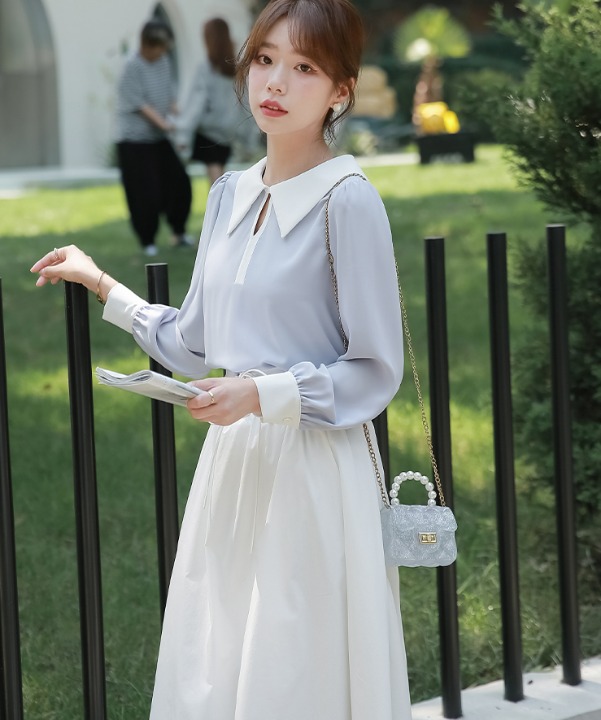 Chiffon shirt doll collar long-sleeved s