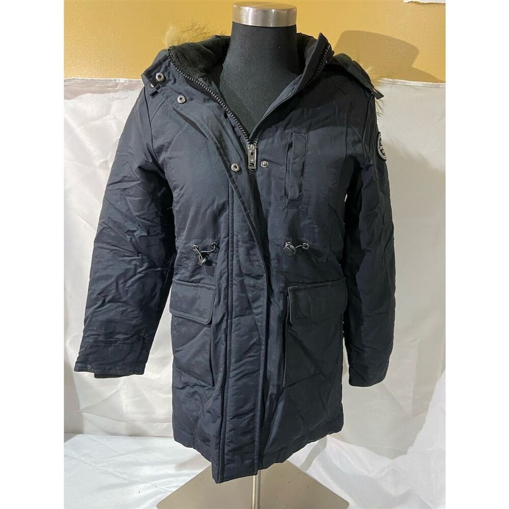 Orolay Kids Blue Parka Coat Faux Fur Hood Size 10-12 Winter