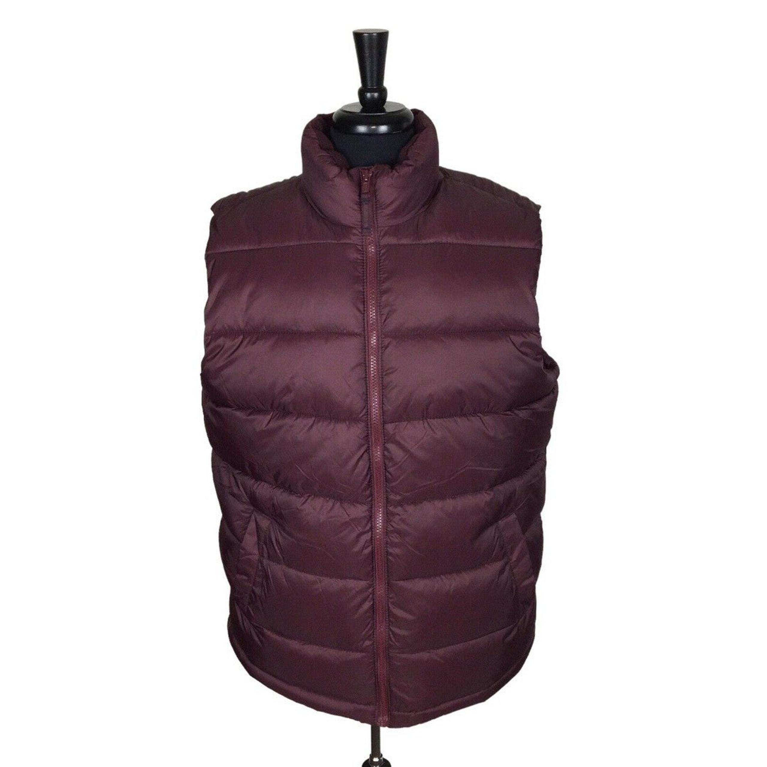 Old Navy Burgundy Mens Sleeveless Puffer Vest Nylon Jacket 3 pocket Size Large