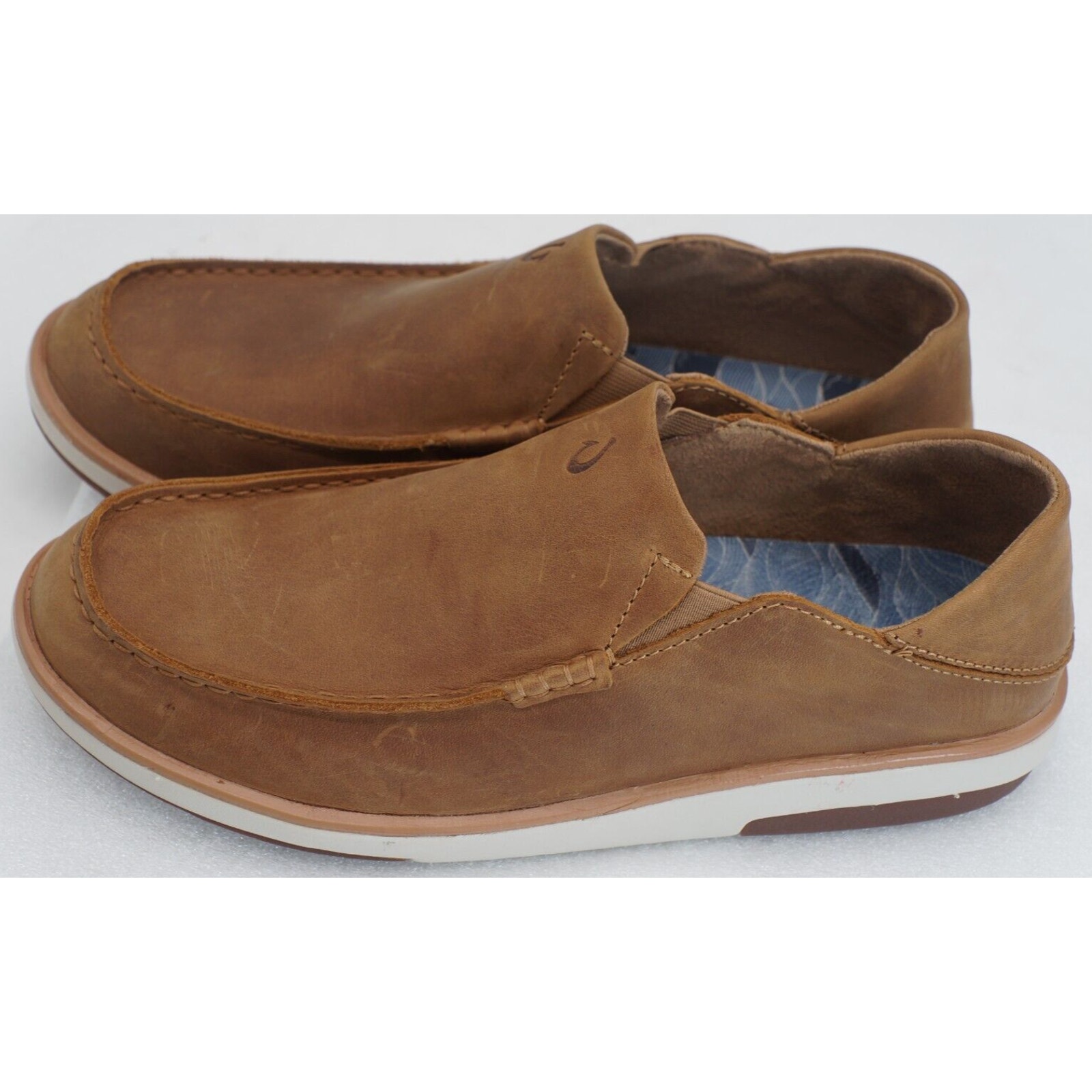 RV 130 Men's Sz 10 M Olukai Kalia Nubuck Leather Slip-On Tan EUC