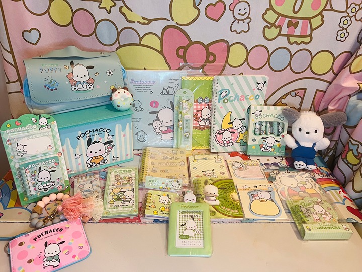Pochacco Bundle 26 Piece Set Notebook Stickers Memo Plush Pen ID Badge