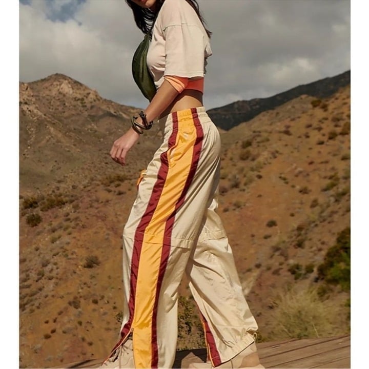 NWT Free People End Zone Track Pants Wide Leg Nyon Cargo FP Movement