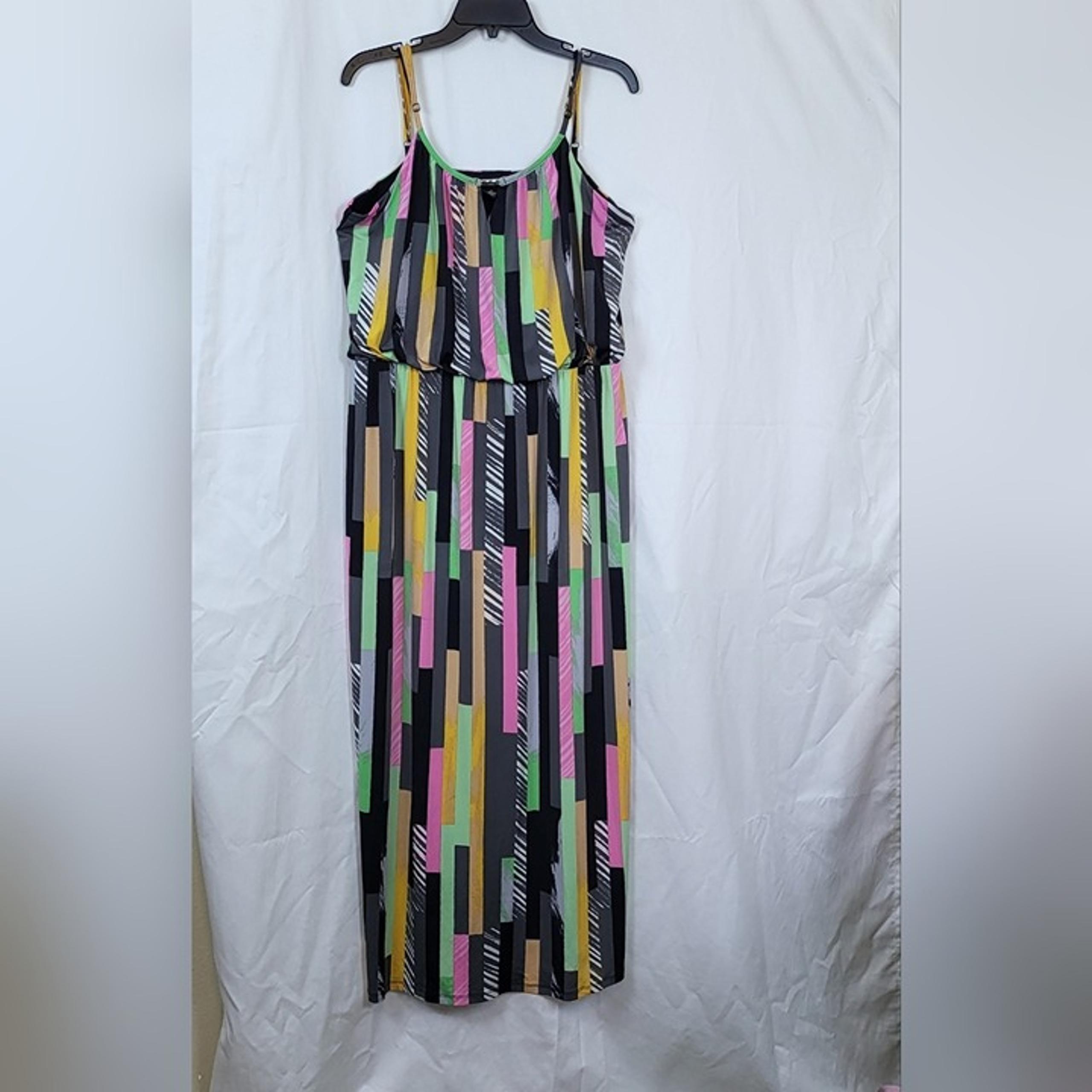 Style & Co Womens Multicolor Stripes Spaghetti Strap Cinched Waist Maxi Dress XL