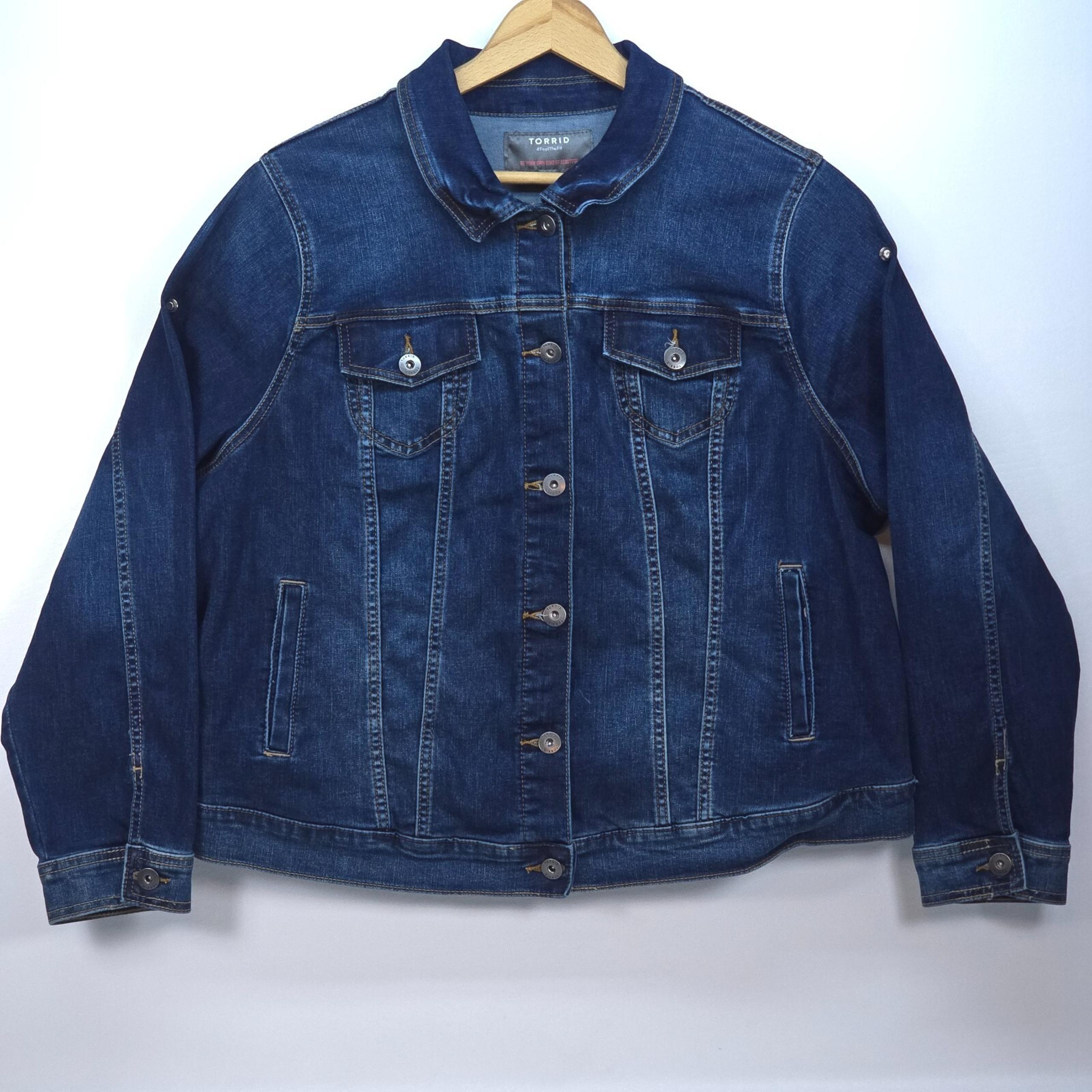 Torrid Denim Trucker Jacket Women's 3 X Pacific Cut 202087 Dark Wash Westernwear