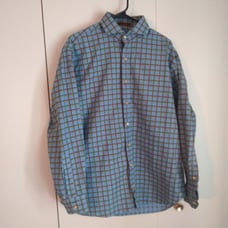 Robert Talbott men's blue plaid button up shirt size Large