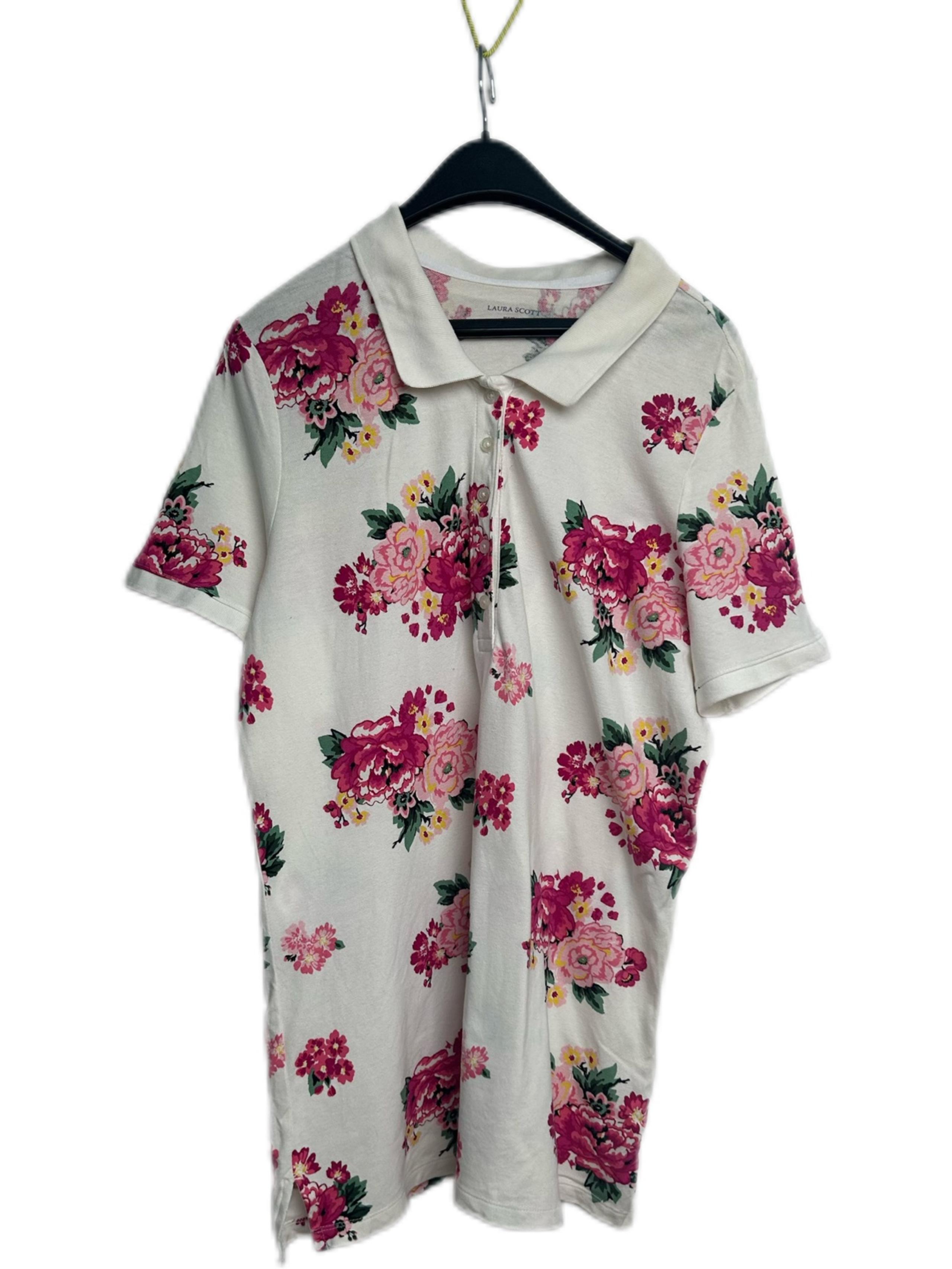 Laura Scott Floral Polo Shirt Size 1X