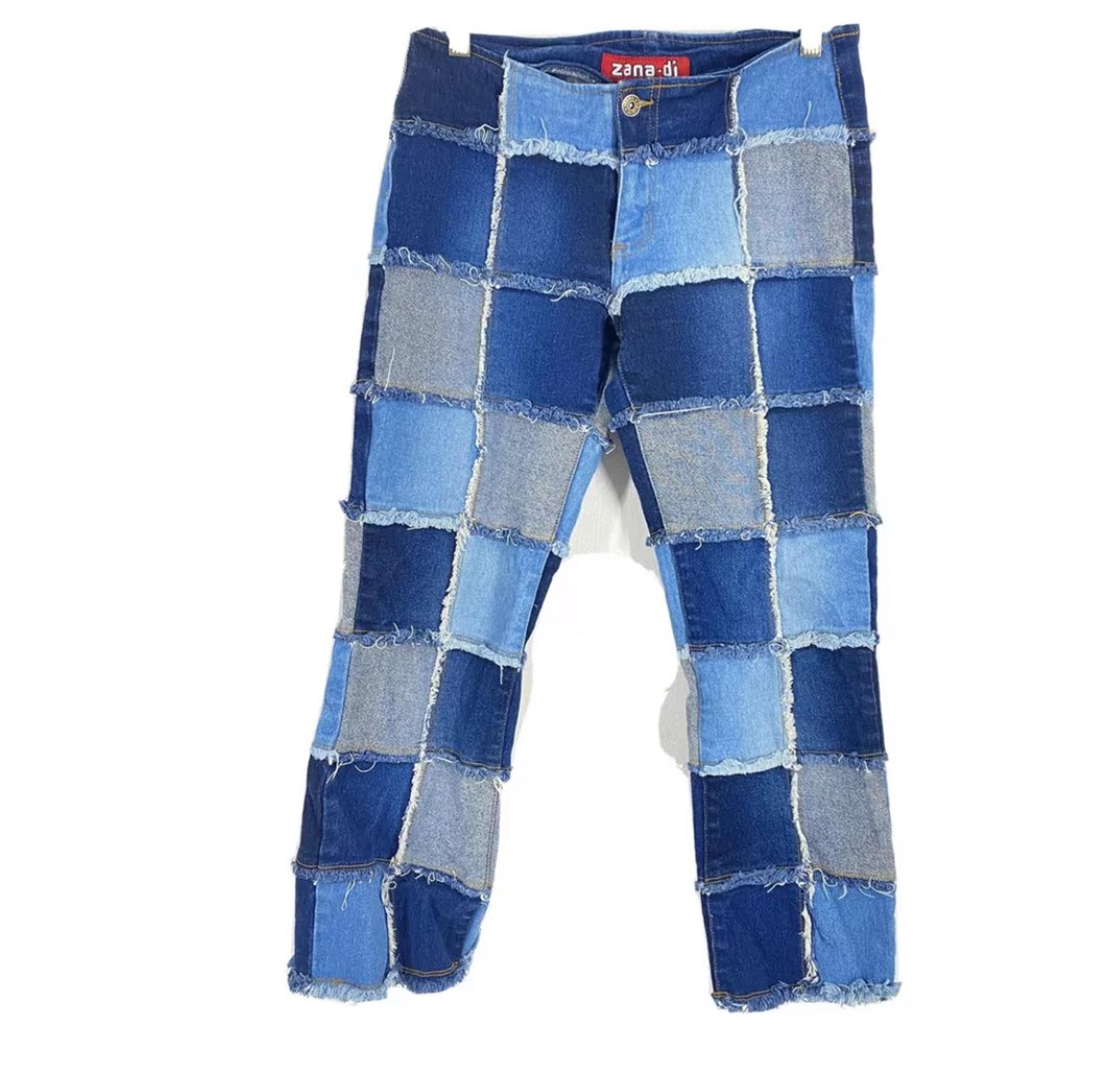 Vtg Zana Di Jeans Patchwork Blue Distres
