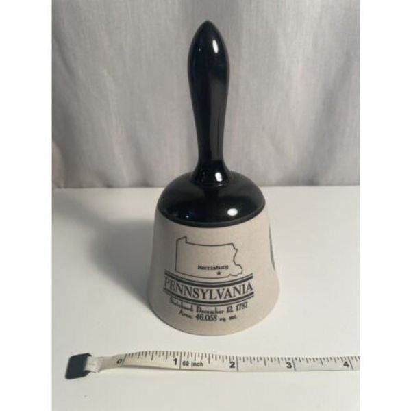 MCM Ceramic Bell-Pennsylvania-Made in Japan Vintage EUC 6” Cream/Black MCM Ceramic Bell-Pennsylvania-Made in Japan Vintage EUC 6” Cream/Black