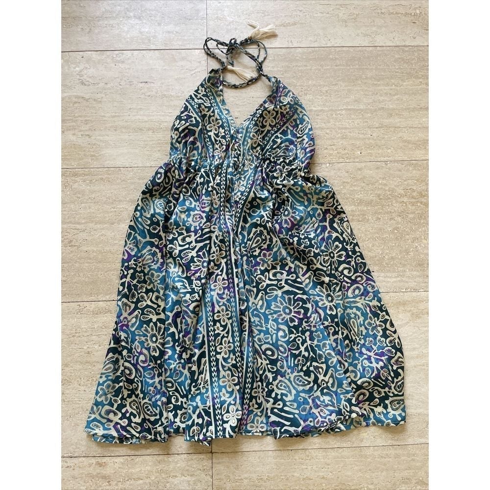 Indian Vintage Recycle Sari Silk Maxi Beach Sundress Boho Gypsy Up-down Dress