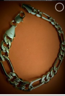 Chain necklace and bracelet 2pc set 4 man or woman new in box.14k figero st