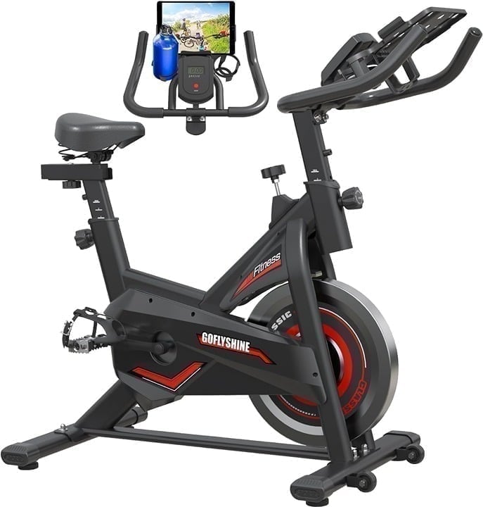 Stationary Exercise Bike for Home - Indoor Cycling Bike with Pad Mount, LCD Mon