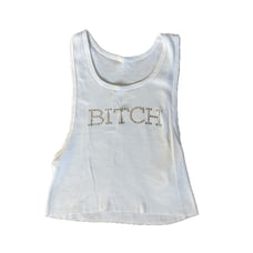 y2k B!TCH bedazzled bling cropped tank top cami