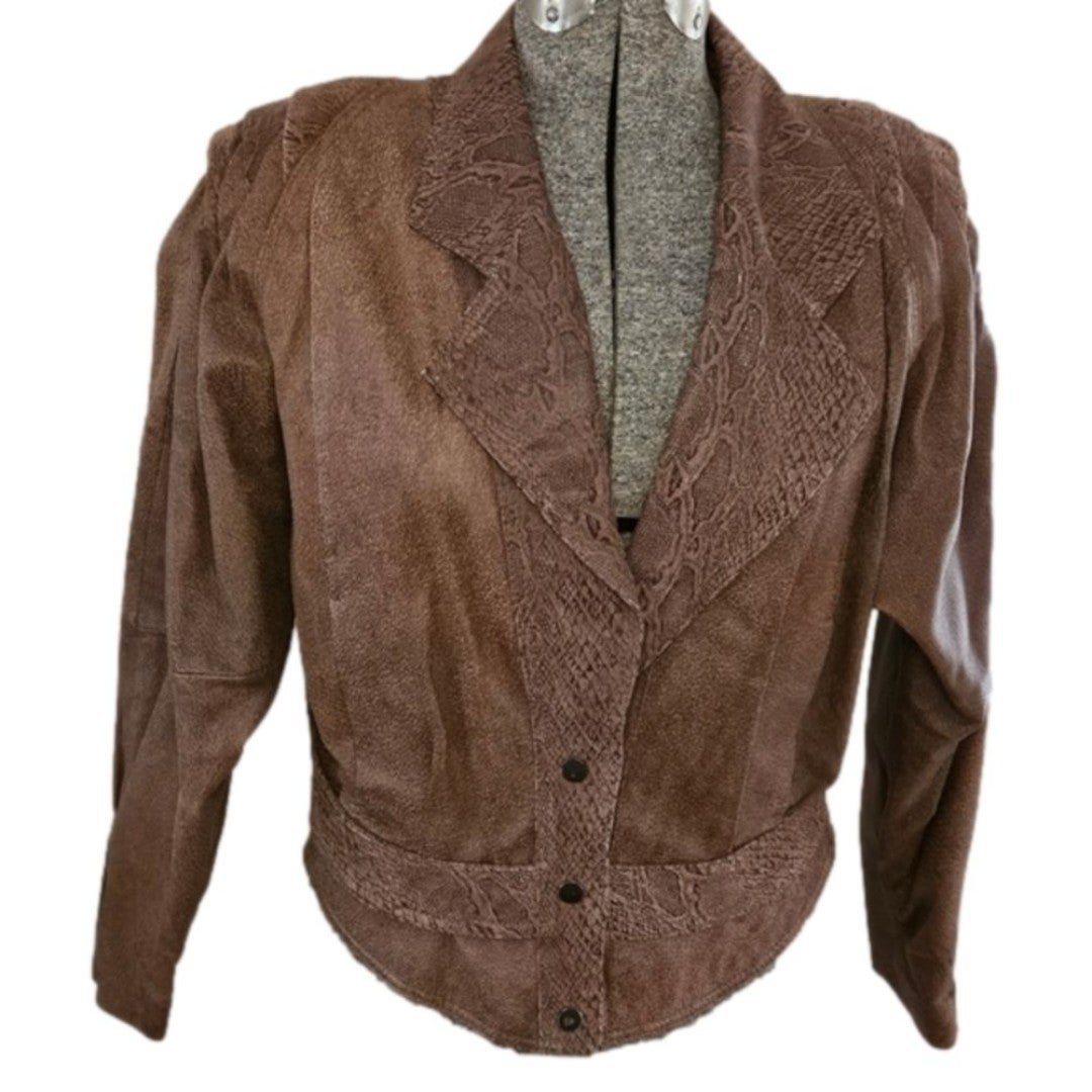 Vintage g4000 Brown Genuine Leather Bomber Short Coat-Size Large