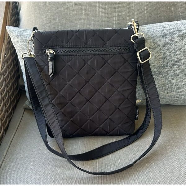 Rae Dunn Black Quilted Crossbody Bag