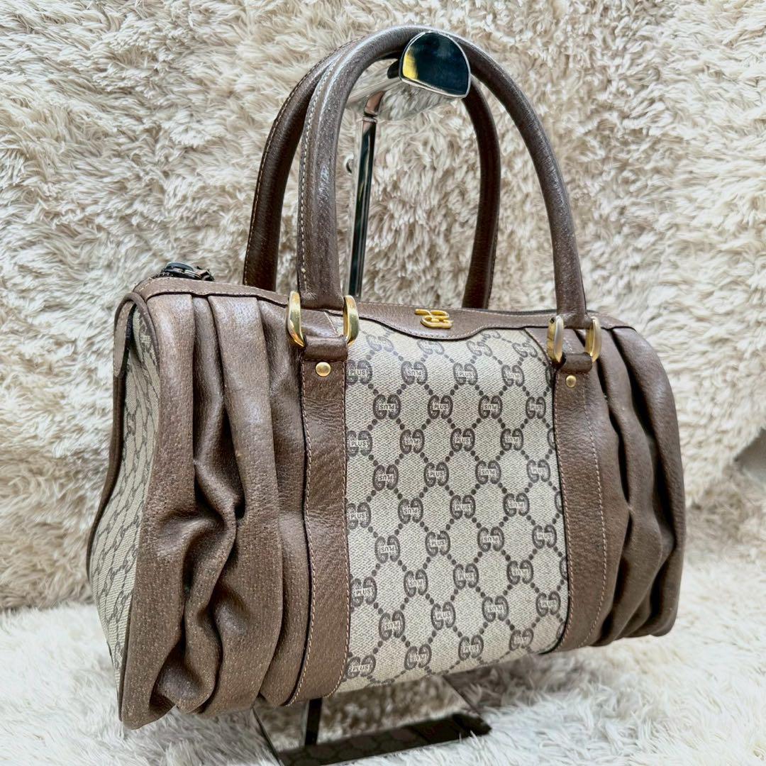 【Excellent Condition】 Gucci Gucci Plus Boston Bag Beige Supreme GG Pattern