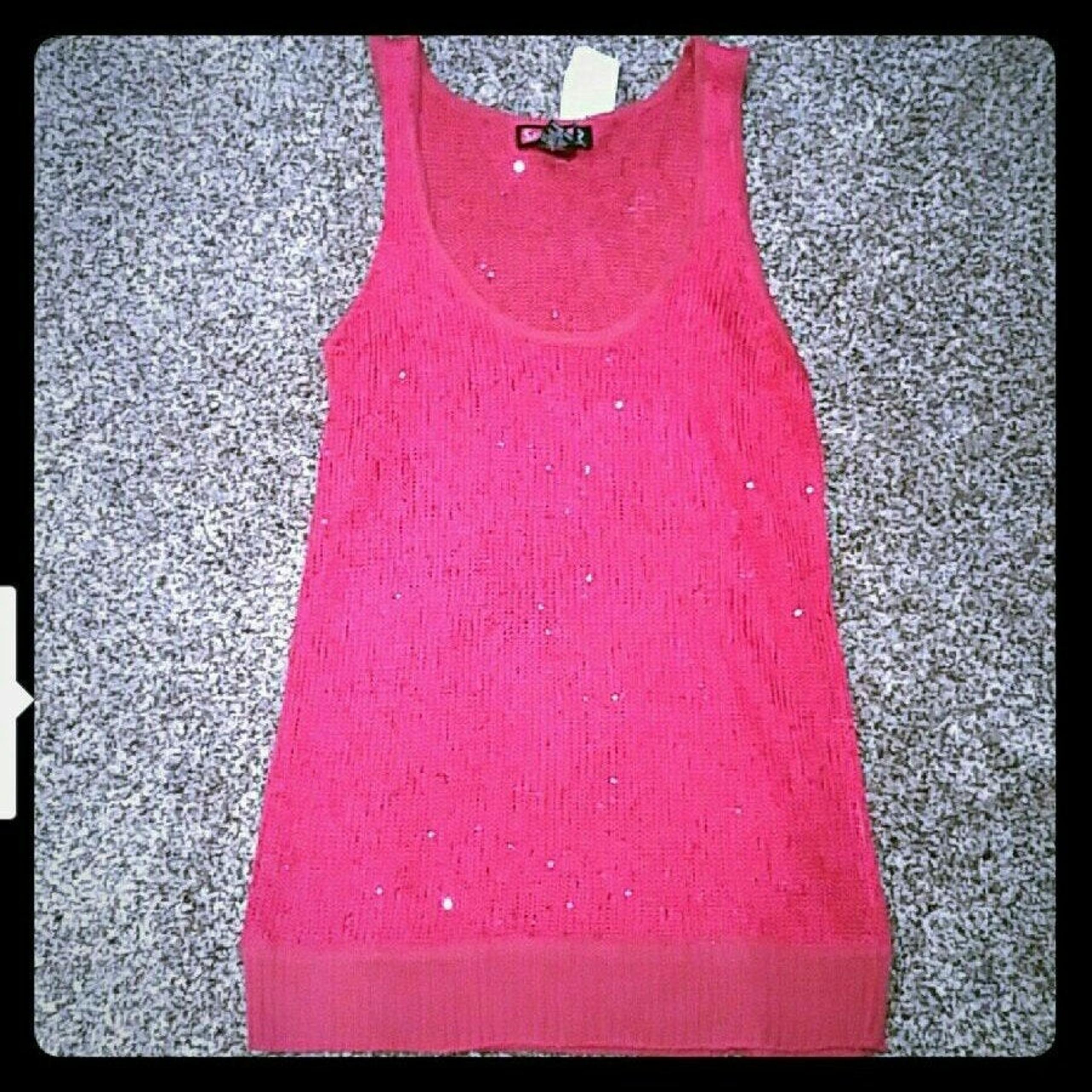 Junior Fushia Glitter Sequenced Tank Top