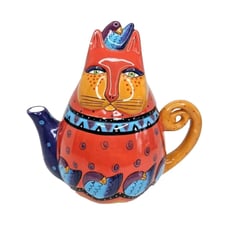 Vintage Laurel Burch Whimsical Kitty Cat Teapot Birds Ganz 1990’s 8